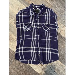 Rails Blue with White Plaid Button Down Top Size S